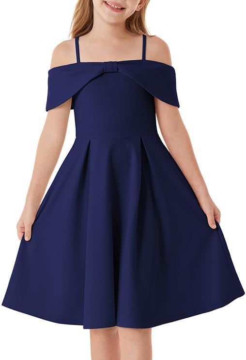 Elegant Off Shoulder A-Line Casual Party Dress for Girls 6-14