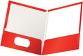 Red Laminated Twin-Pocket Folders, Letter Size - Box of 25