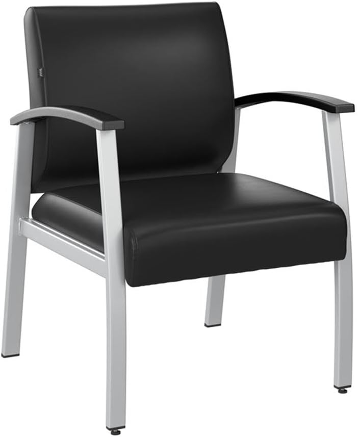 Arrive Waiting Room Guest Chair with Arms in Black Vinyl