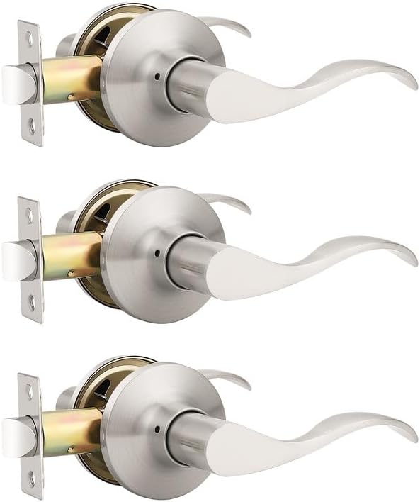 Mengico Satin Nickel Modern Interior Passage Door Knobs Set