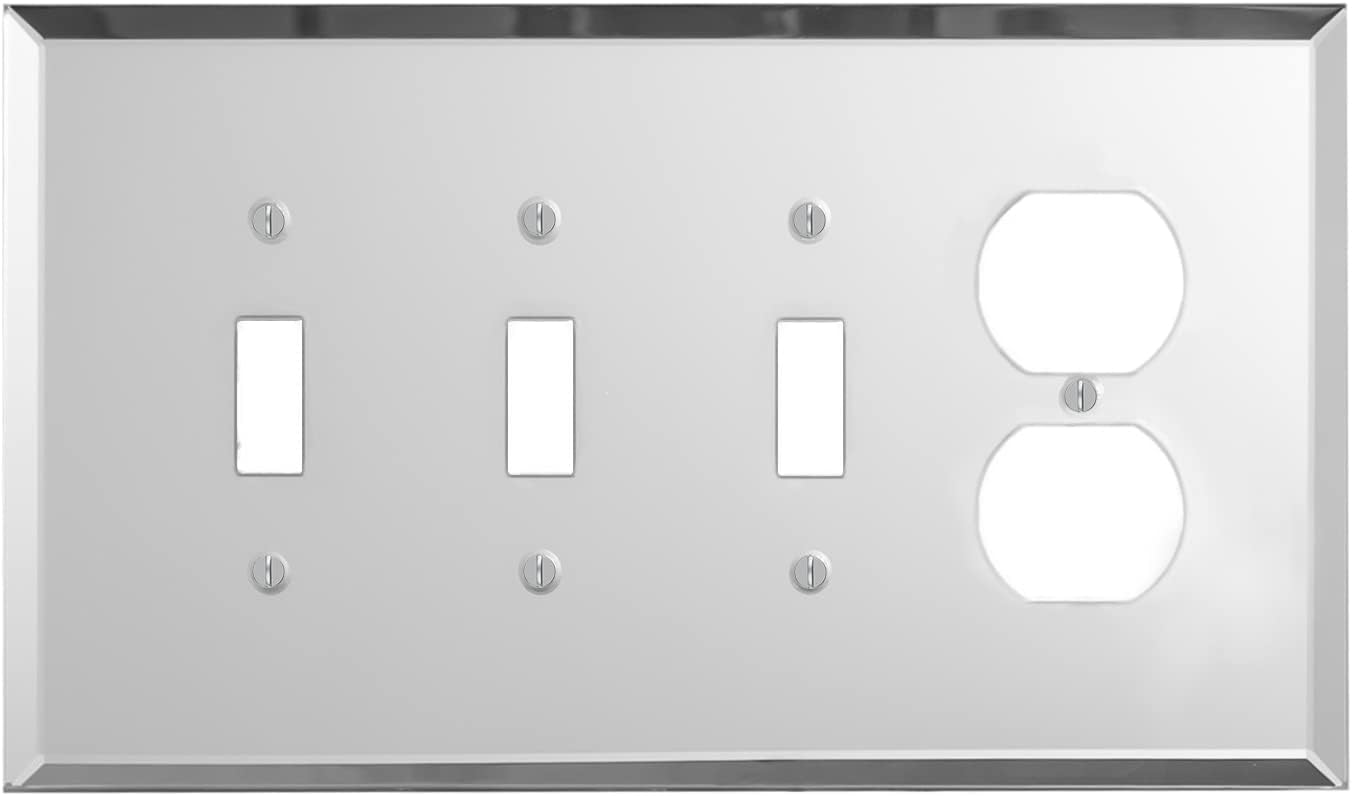 Switch Hits Plain Glass Mirror Outlet Wall Plate for Elegance