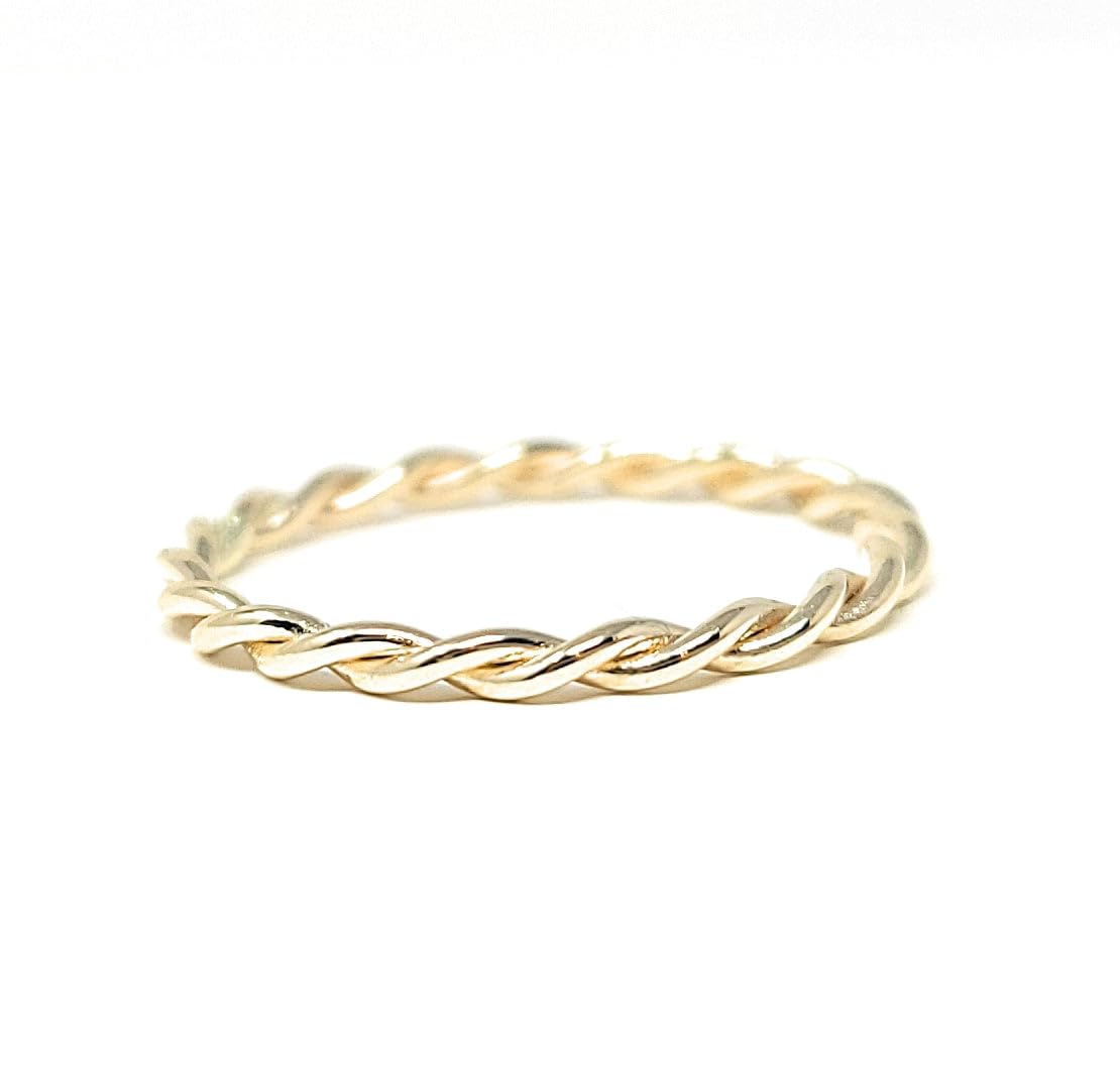 10k Solid Gold Thin Stacking Twist Ring for Minimalist Style