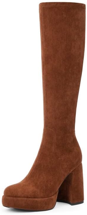 Platform Knee High Boots for Women with Chunky Heel Design