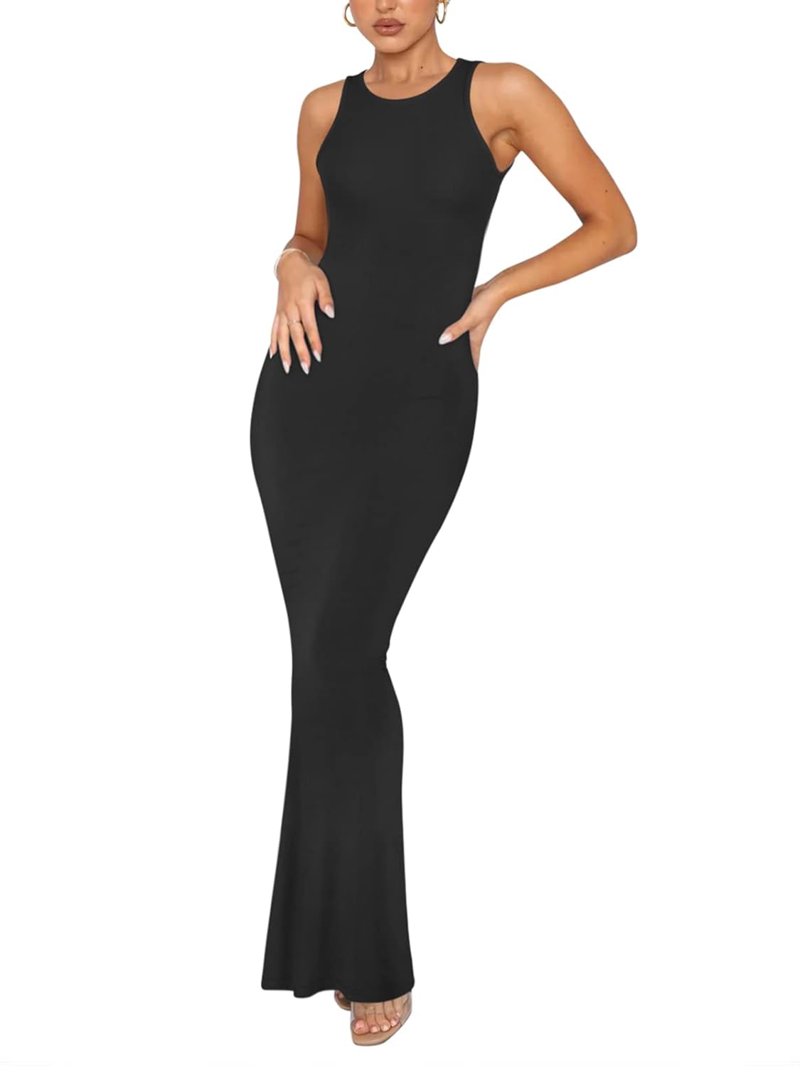 REORIA Women's Elegant Halter Neck Bodycon Maxi Dress Review