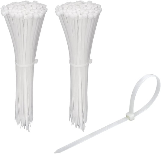 200 Pack White Nylon Zip Ties by KOOWIN