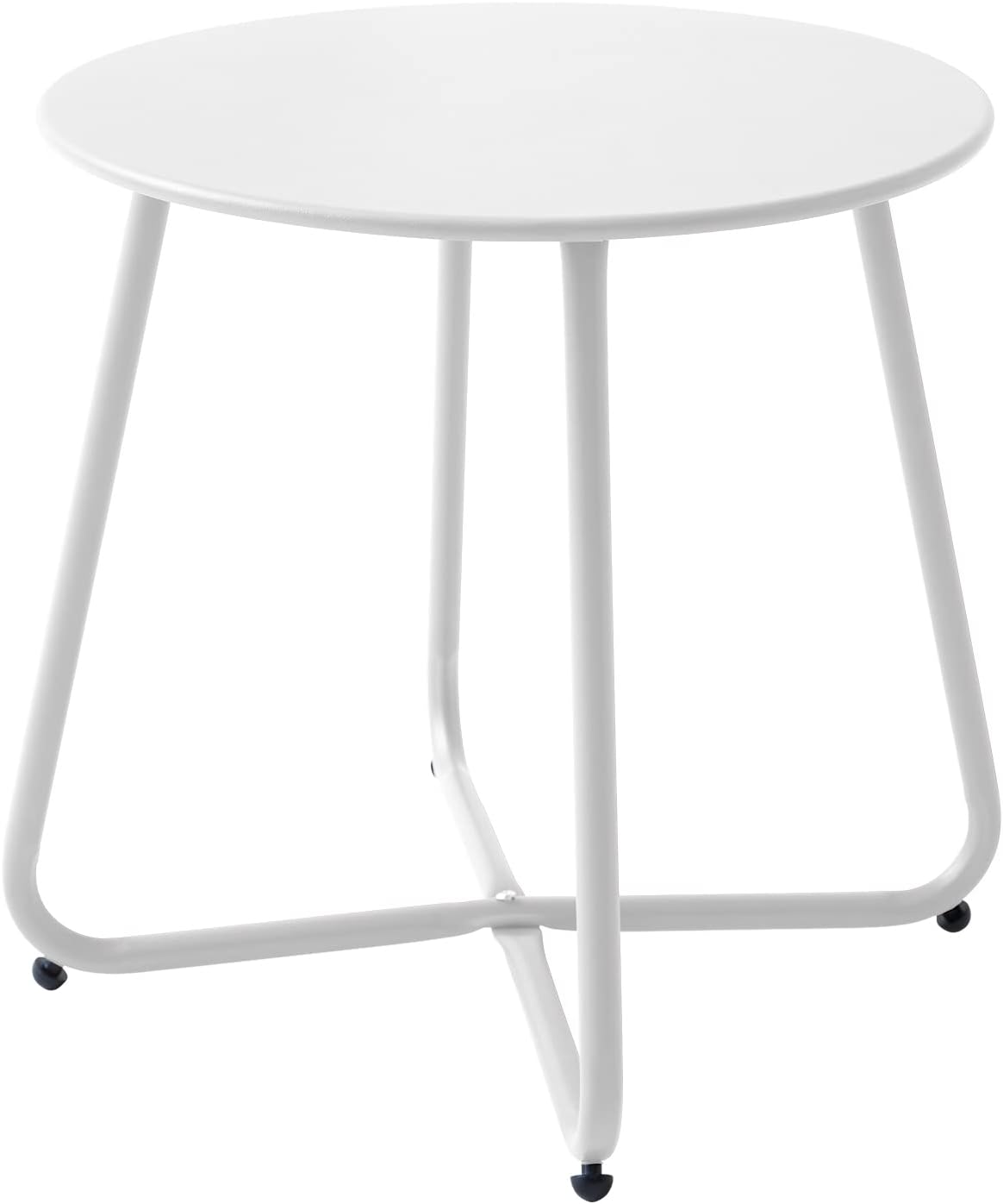 Patio Outdoor Side Table Waterproof Round Metal Steel Small Table