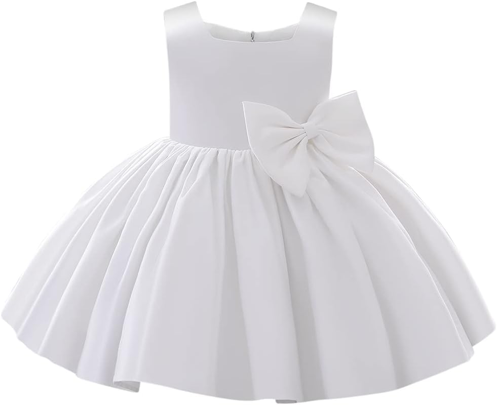IDOPIP Flower Girl Bowknot Tutu Dress for Kids Birthday Party