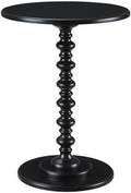 Classic Black Spindle Design Round End Table for Living Room 17.75 in