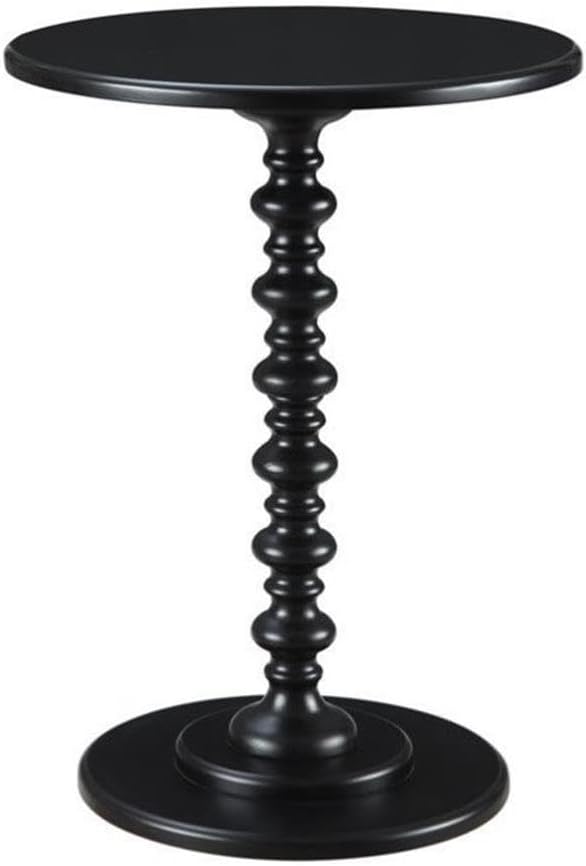 Classic Black Spindle Design Round End Table for Living Room 17.75 in