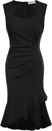 Bodycon Pencil Dress with Ruffle Hem for Stylish Elegance