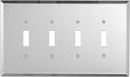 4 Toggle Plain Glass Mirror Switch Plates and Outlet Covers - Sleek