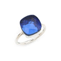 Fine Sterling Silver Tanzanite Ring for Women - Checkerboard Cushion