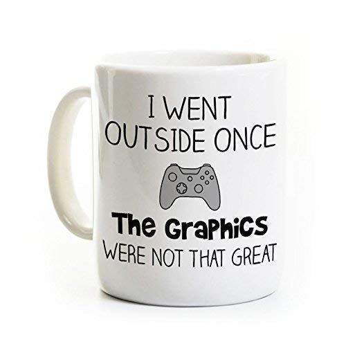 Handmade Gamer Mug - I Went Outside Once - 11oz Gift