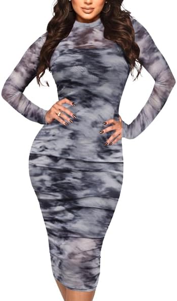 MOEENCN Sexy Long Sleeve Midi Dress for Women - Chic Party Wear