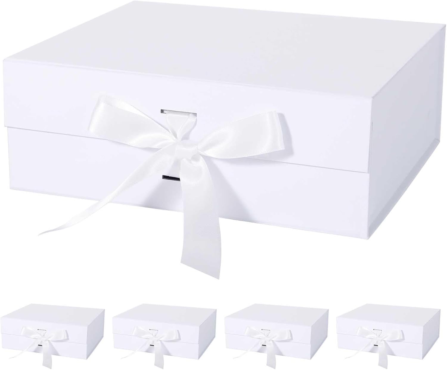 White Gift Box with Ribbon Magnetic Lids for Special Occasions