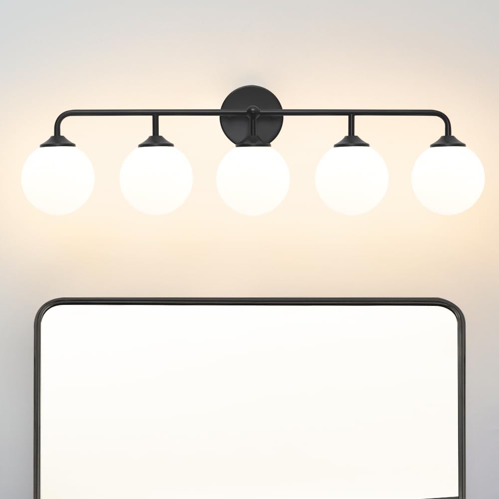 Modern Matte Black 5-Lights Bathroom Vanity Light by DSMJFU