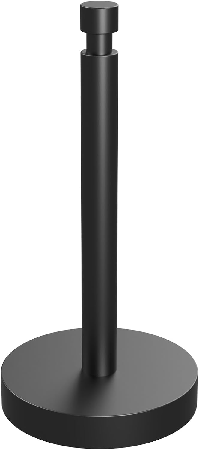 Black Paper Towel Holder with Weighted Base for Easy Use