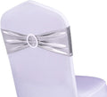 Pack of 100 Wedding Silver Chair Sashes - Stretchy Elastic Bands