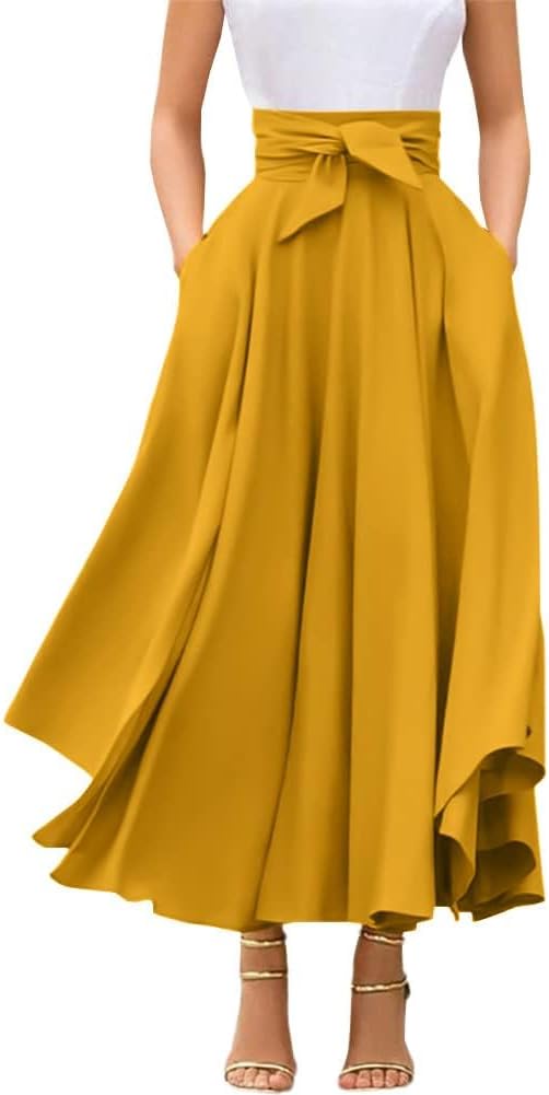 Chouyatou Women's Elegant High Waisted Maxi Skirt with Pockets
