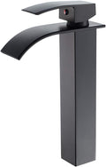 VOTON Vessel Sink Faucet Matte Black Tall Waterfall Faucet - Modern