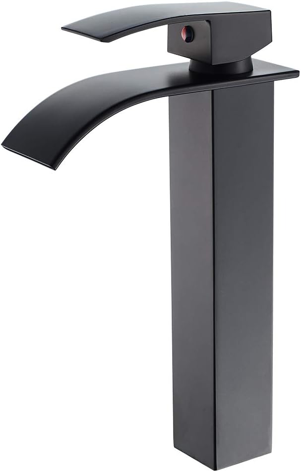 VOTON Vessel Sink Faucet Matte Black Waterfall Design for Modern Baths