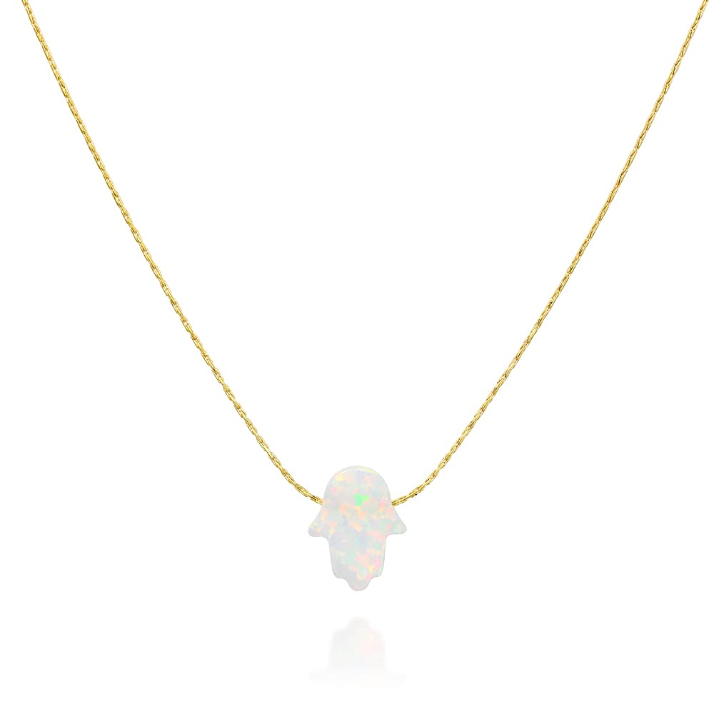 Delicate 14K Gold Filled Opal Hamsa Choker Necklace for Style