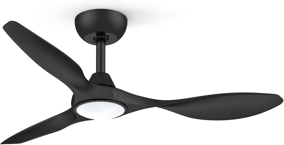 42 Inch Black Ceiling Fan with Lights and Remote Control