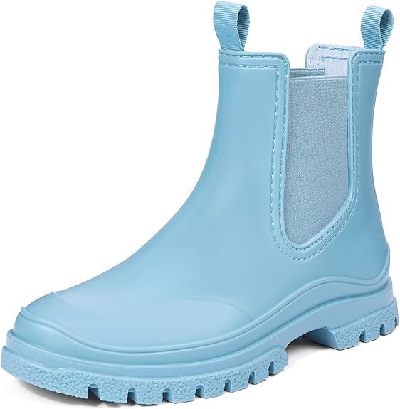 DKSUKO Women's Short Rain Boots: Waterproof Garden Chelsea Boot
