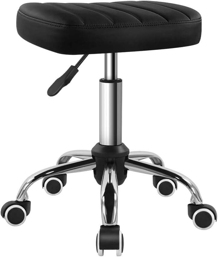 Black Minimalist Square Swivel Stool for Work and SPA Use