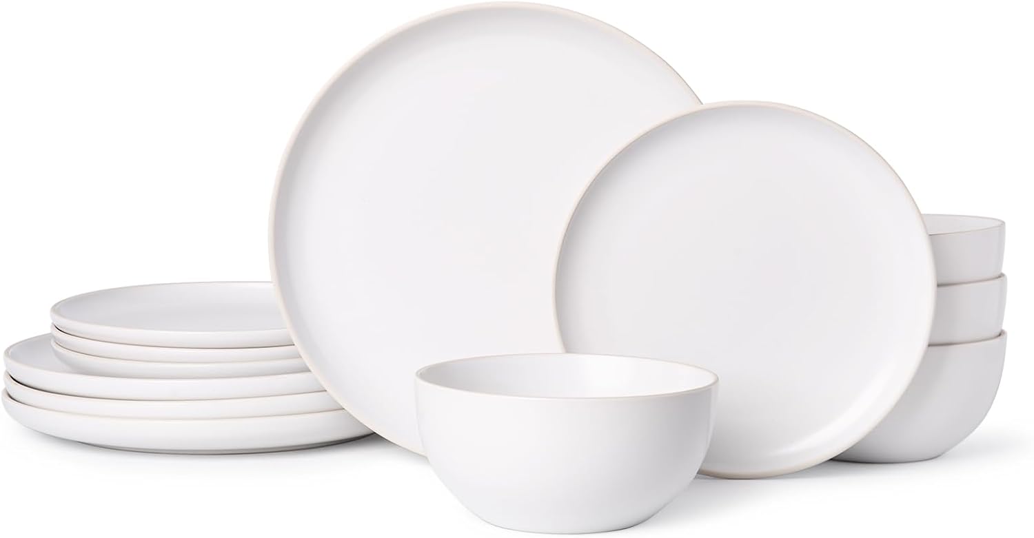 Ceramic Dinnerware Sets for 4, 12 Pieces, Dishwasher Safe