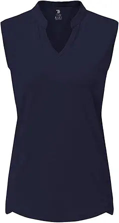 Rdruko Women's Golf Shirts Sleeveless Quick Dry V-Neck Activewear