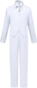 Boys Slim Fit White Shirt Suit with Vest and Tie - Slim Tailored Look