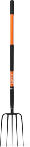 Pitchfork 5 Tine Garden Fork with 57in Fiberglass Handle - Durable