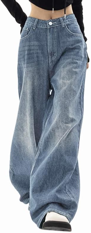 EMMIOL Wide Leg Baggy Jeans for Women - Y2K Casual Trousers