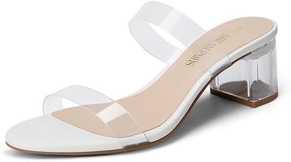 DREAM PAIRS Women's Two Strap Open Toe Low Block Heels Sandals