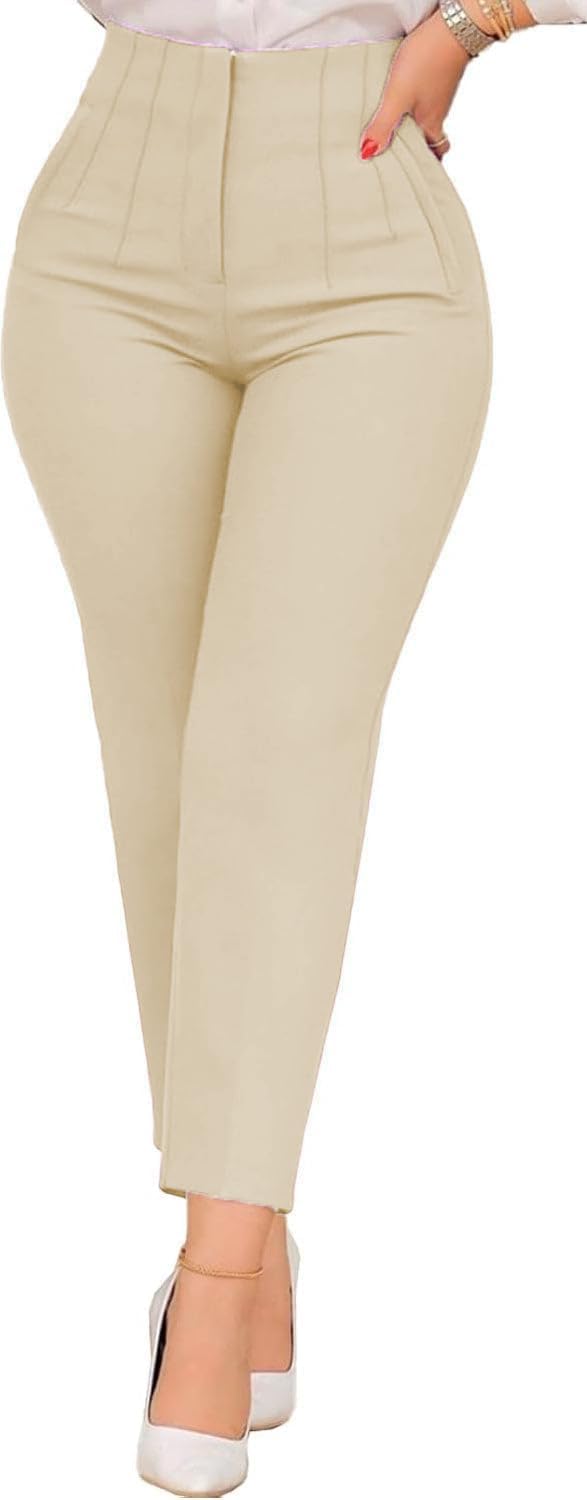 Womens Straight Leg Pants 2025 High Waisted Stretchy Trousers