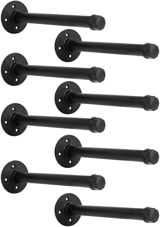 Industrial Black Iron Pipe Shelf Brackets for DIY Shelving