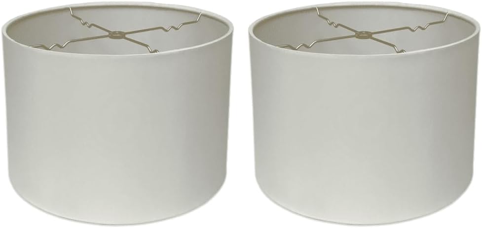 Shallow Drum Hardback Lamp Shade 15 x 16 x 10 White 2-Pack