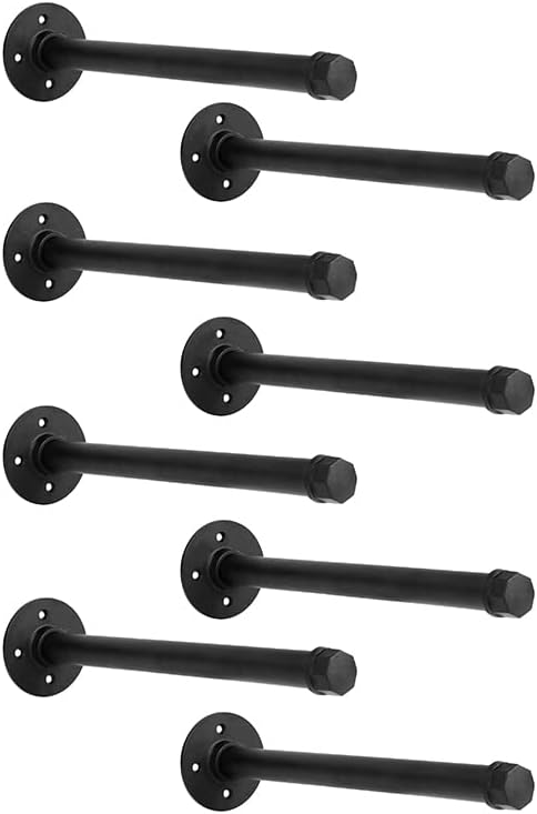 Industrial Black Iron Pipe Shelf Brackets for DIY Shelving