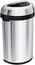 simplehuman 60 Liter Semi-Round Open Top Trash Can - Commercial Grade