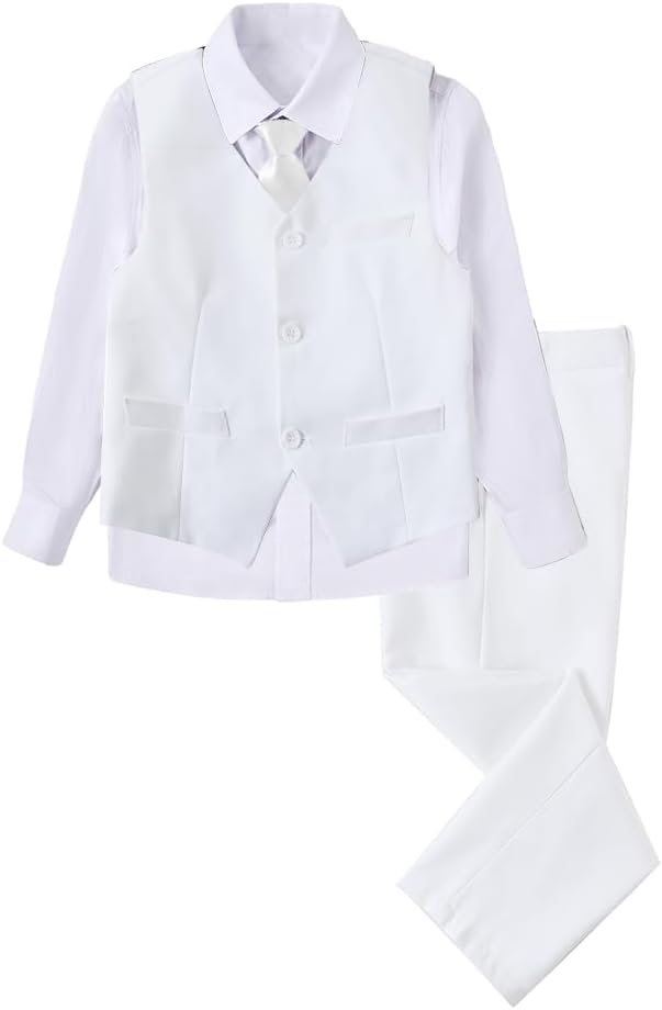 Boys 4 Pieces Suits Slim Fit Kids Outfits for Formal Dresswear