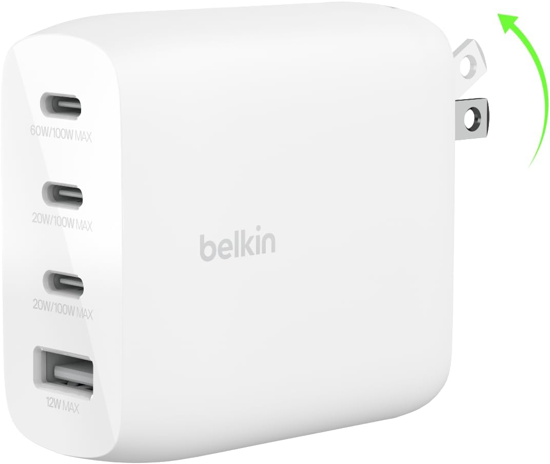 Belkin 112W 4-Port GaN Wall Charger - Ultra Fast Charging
