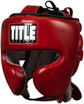 TITLE Boxing Blood Red Leather Sparring Headgear - Durable Protection