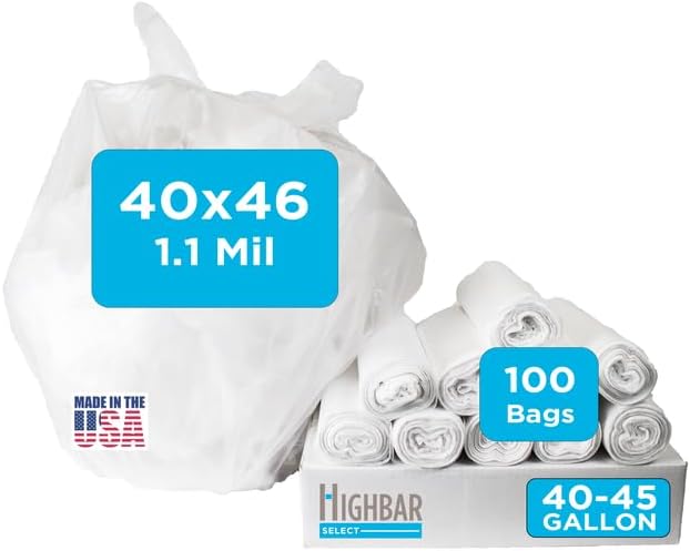 Heavy Duty 40-45 Gallon Trash Bags for Janitorial Use