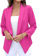 Women's Blazer Suit Open Front Cardigan Cropped Fitted Jacket - Casual