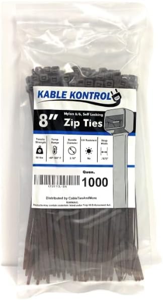 Kable Kontrol Brown Zip Ties 8 Inch 1000 Pcs for All Needs