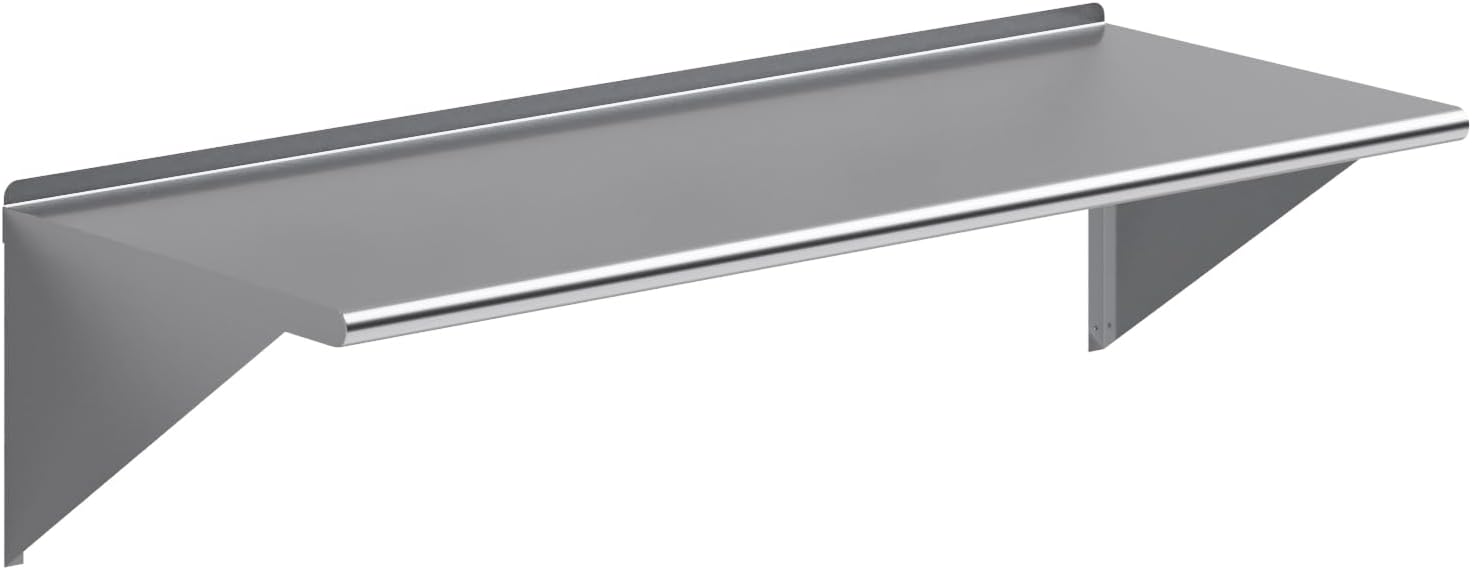 Stainless Steel Wall Shelf 60in Long for Kitchen and Garage Use