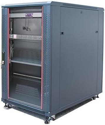 18U Server Rack on Wheels - Locking Network Cabinet with Fans