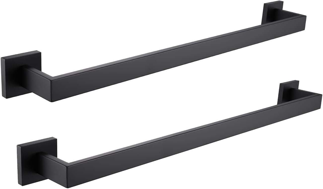 LANC 2 Pack Bath Towel Bars Matte Black 24-Inch Towel Racks