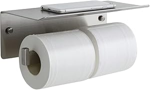 Double Toilet Paper Holder with Shelf for Modern Bathrooms